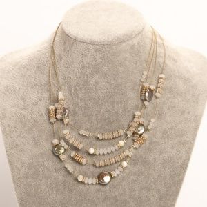 ⛱️ Chico's Gold Wire Necklace White Gold & Abalone